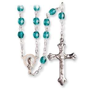  Green Crystal Beaded 17.5 May Birthstone Rosary: Jewelry