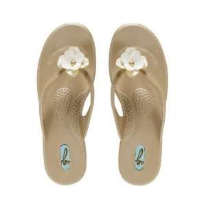   Alyssa Aged Gold w/ Flower Flip Flops Sandals   Large: Everything Else
