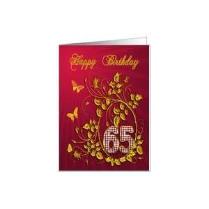  65th Birthday party with golden butterflies Card: Toys 
