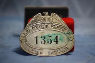 Vintage OLD Obsolete US Post Office Letter Carrier Badge #1354  