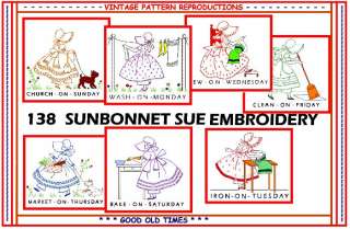 138 SUNBONNET SUE embroidery transfer pattern  