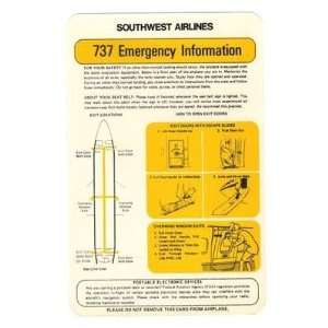   Southwest Airlines B 737 Emergency Safety Card 1970s: Everything Else