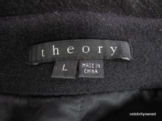 Theory Black Long Sleeve Button Down Coat W/Belt L  
