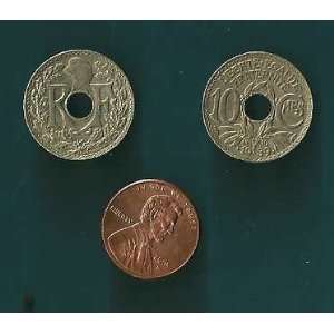  One French coin 10 centimes (different years from 1917 to 