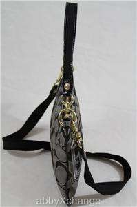   Poppy Signature Lurex HIPPIE HOBO Crossbody Bag 18135 Purse Black Gold