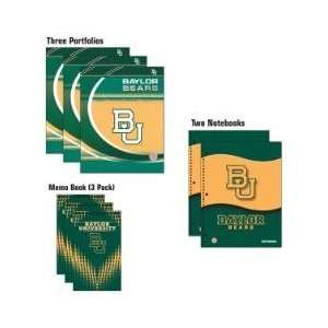 BAYLOR BEARS Logo School Combo 8 Pack   (3) Two Pocket PORTFOLIOS (2 