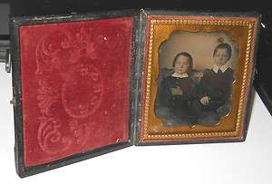 Antique 1840`s Brother and Sister 1/6 plate Daguerreotype  