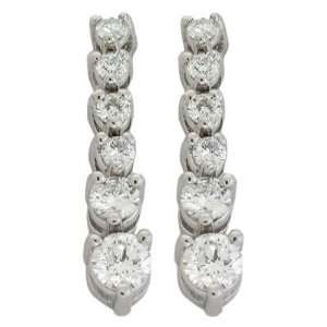  14k White 1 Ct Diamond Earrings   JewelryWeb Jewelry