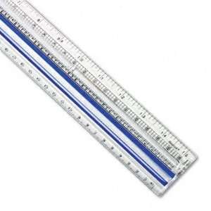   Plastic Ruler, 15, Clear/Blue Outline Panel: Office Products