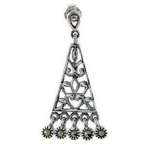  Sterling Silver Chandelier Earring With Marcasite Stones Jewelry