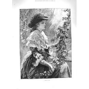  1883 MAID KENT BEAUTIFUL WOMAN GIRL FLOWERS FINE ART: Home 