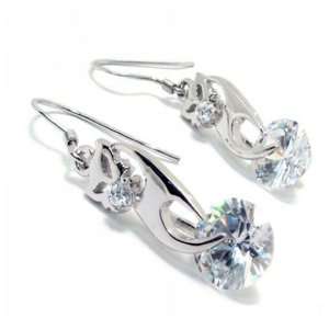   Designed Zircon Crystal 925 Sterling Silver Earrings 