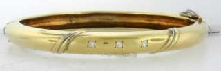 Vintage 18K Yellow Gold Bangle Bracelet with 3 Diamonds  