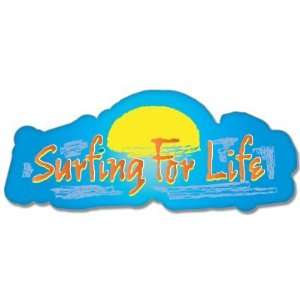  SURFING FOR LIFE breaking waves bumper sticker 5 x 3 