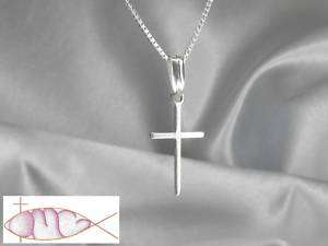 Tweens Sterling Silver Plain Thin Cross Necklace  