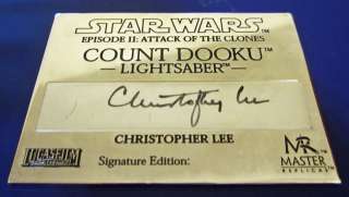 Star Wars Master Replicas Signature Plaque Dooku Lightsaber 