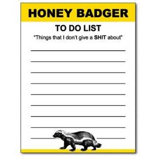 Honey Badger Funny Notepad Office Memo Pad Gag Gift Yellow and Black