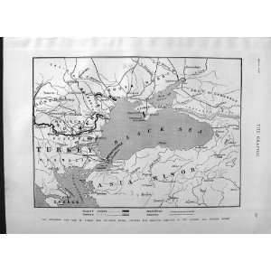   1877 War Map Turkey Russia Black Sea Asia Minor Azov
