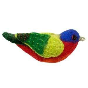  Wild Woolie Painted Bunting Bird Hand Felted Ornament 