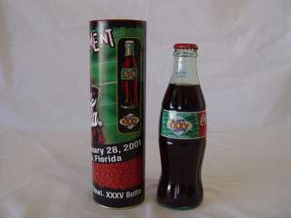 Super Bowl 35 XXXV Coca Cola Coke Bottle with Tube!  