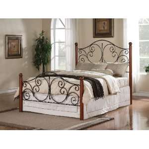   Size Bed w/ Bed Frame in Cherry Wood & Metal Frame: Home & Kitchen