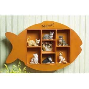 Fish Shape Shadow Box Wooden Wall Display Shelf By Collections Etc