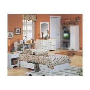    White & Natural Maple Wood Bedroom Set   Newbury: Home & Kitchen