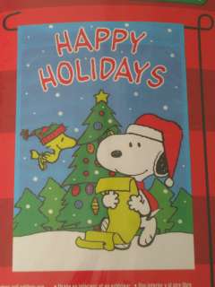 Peanuts Snoopy Christmas Happy Holidays Santa Mini Flag NIP 12 x 18 