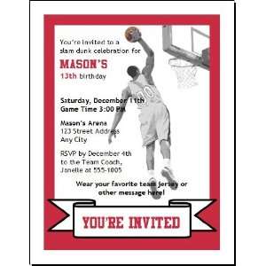  Chicago Bulls Colored Dunk Birthday Party Invitation: Home 