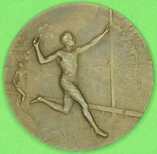RUNNING Superb french Art Nouveau bronze medal Early 20th century by 