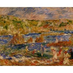 Oil Painting The Beach at Guernsey Pierre Auguste Renoir Hand Painte
