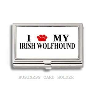  Irish Wolfhound Love My Dog Paw Business Card Holder Case 