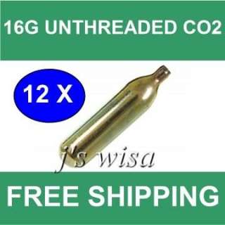 12 X 16G 16 GRAM UNTHREADED THREADLESS CO2 CARTRIDGE  