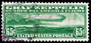   #C13 65c Green 1930 Graf Zeppelin Air Mail used stamp XF XFS  