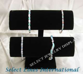 NEW Black Velvet Bracelet T Bar 2 Tier Jewelry Display  