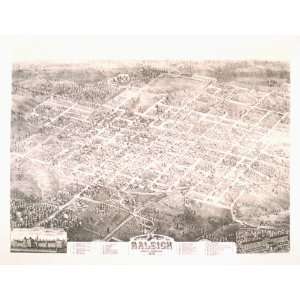  Historical Map of Raleigh, NC, 1872, Antique Map Wall Art 