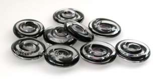 TANERES SRA Lampwork Beads BLACK RIBBON WAVY DISKS  