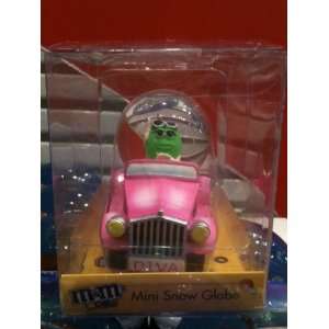  M&Ms Green Character Pink Car Snow Globe