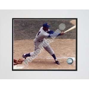  Ernie Banks Batting Double Matted 8 x 10 Photograph 