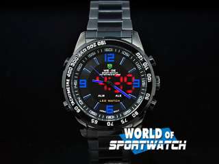 Mens 12/24Hrs Day Date Alarm Analog Led Sport Watch  