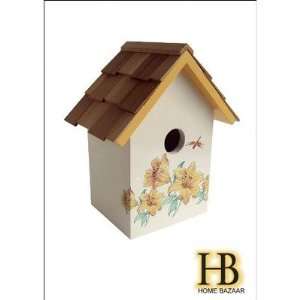 Home Bazaar HB 9073P Botanical Print Cottage Standard Birdhouse Flower 