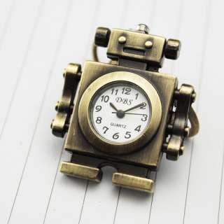 Fashion Bronze coloured Clock Robbot Owl Keychain Watch WEU  