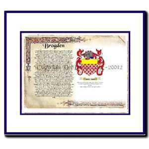 Brogden Coat of Arms/ Family History Wood Framed 