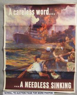 1942 World War II Propaganda Poster A Needless Sinking  