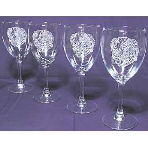  Etched Brittany Wine Glasses: Kitchen & Dining