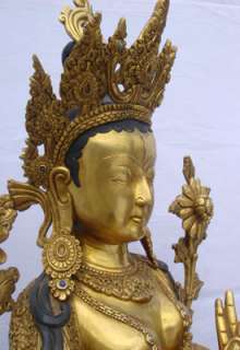 82 Antique Bronze Gilt Carving White Tara Saptalochana Statue 26 