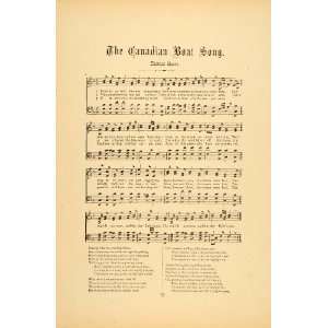  1894 Print Canadian Boat Song Thomas Moore Sheet Music 