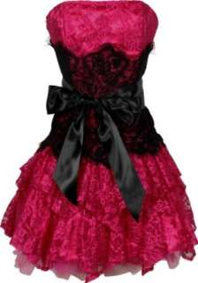 Strapless Bustier Contrast Lace and Crinoline Ruffle Prom Mini Dress 