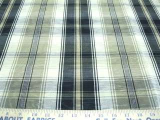 Fabric Remnant Moire Faile Black Cream Tan Plaid Medium Weight BD 152 