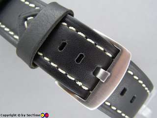 Top quality leather watch strap PANOR Black 22mm  